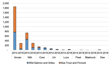 Scottish Solway: Retained Trout and Salmon by District 
