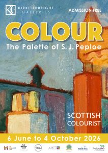 Poster announcing the Summer Exhibition at Kirkcudbright Galleries for 2026. COLOUR: The Palette of SJ Peploe from 6 June to 5 October.